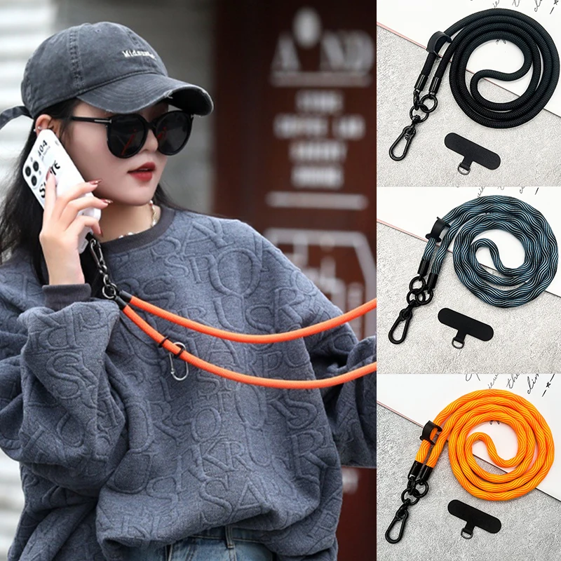 1pcs Universal 120CM Crossbody Lanyard Strap Chain For Phone Case Cover Sport Climbing Colorful Nylon Single Cord Rope