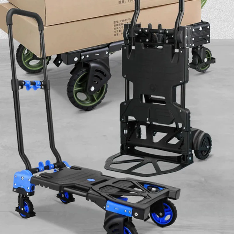 FW-90TP Multifunctional Folding Trolley Household Luggage Cart Portable Handcart Four wheel Flatbed Truck Outdoor Camping Wagon