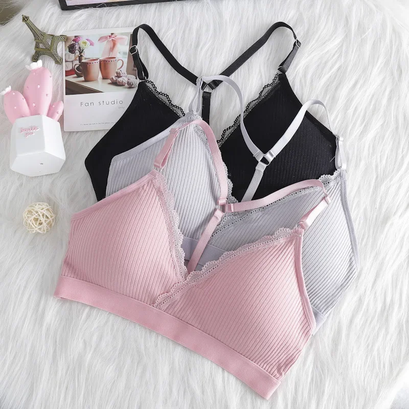 New Women Push Up Bra Bralette Thin Shoulder Strap Underwear Fitness Lace Bras Tube Tops Wireless Sports Chest Wrap Lingerie