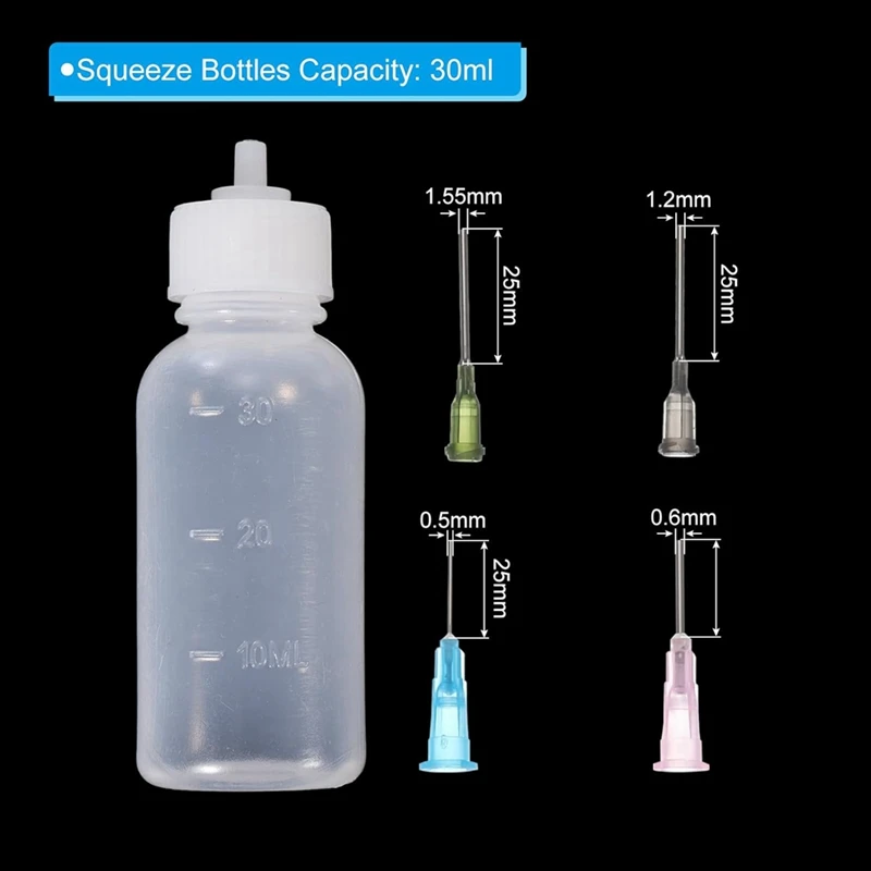 1 Unze Präzisions-Applikatorflaschen, 8 Stück 30 ml Nadelspitze Quetschflasche Kleine Quetschflaschen Mini-Nadelflaschenverschlüsse