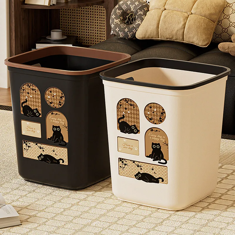 Medieval Trash Can Household New Large Large Capacity Living Room Bedroom Kitchen Bathroom Toilet Uncovered Paper Basket Bins