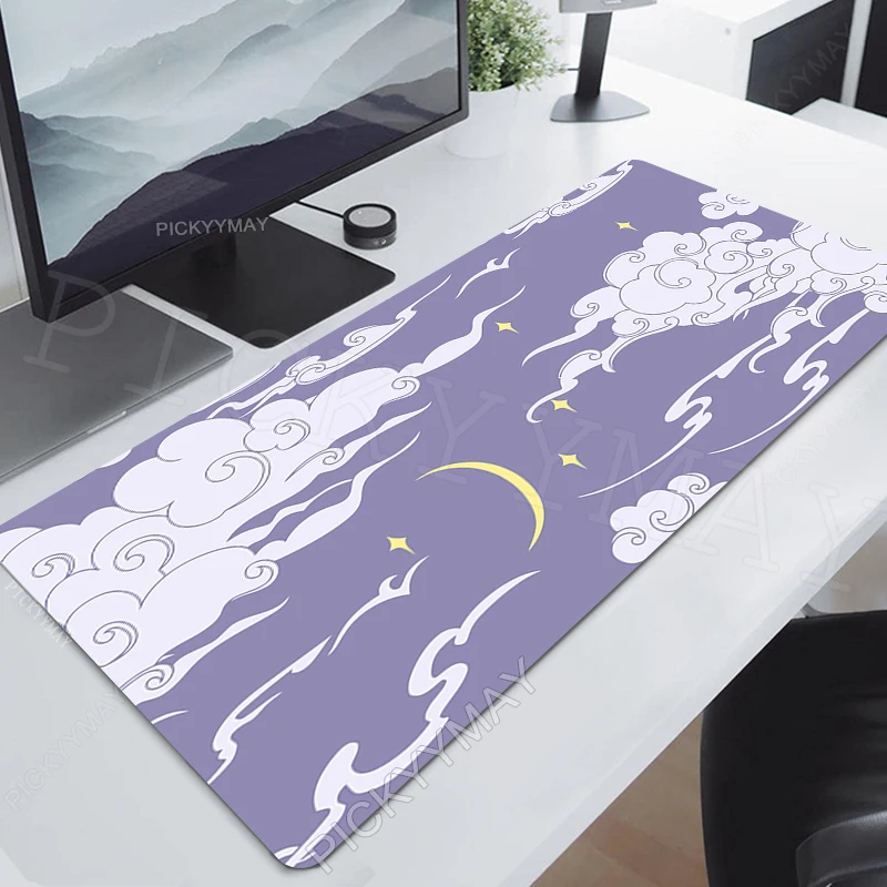 Dragon Gaming Mouse Pad, Tapete de rato grande, Base de borracha grande, Deskpad roxo, tapetes pretos, arte, 900x400