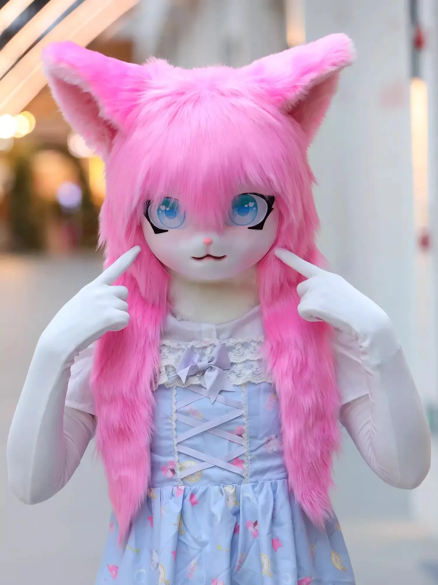 Anime Kigurumi Headgear Animal Cosplay Lolita Furry Mask Helmet Rubbit Doll Cat Costume Halloween Carnival Girl Cute Kawaii Mask