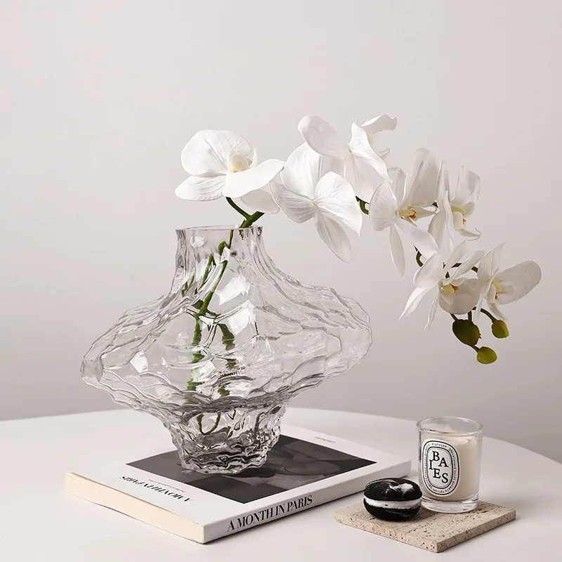 Creative Nordic Light Luxury Art Canyon Style Glass Vase Ins Style High-end Transparent Hydroponic Flower Arrangement Ornaments