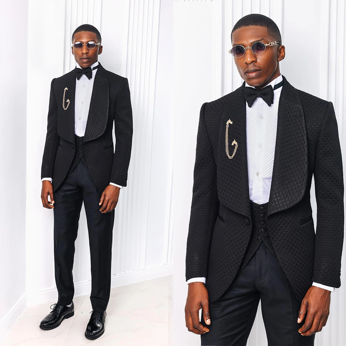 Special Men's Tuxedos 3 Pcs Groom Suits Big Lapel Blazer Vest And Pants Customized Formal Wear Prom Evenings Dinner Party Suits