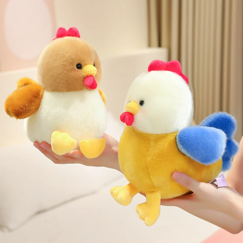 Kawaii Fat Chicken Plush Toy Adorable Plump Chick Stuffed Animal Funny Farm Animal Decorative Throw Pillow Colorful Plushie Gift