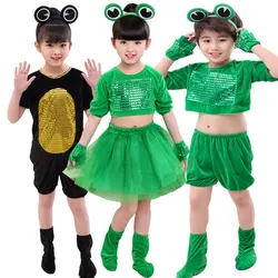 Green Girls Ballet Dress For Children Girl Jazz Dance Costumes For Girls Animal Frog Performance Costume Kid Stage Dancewear