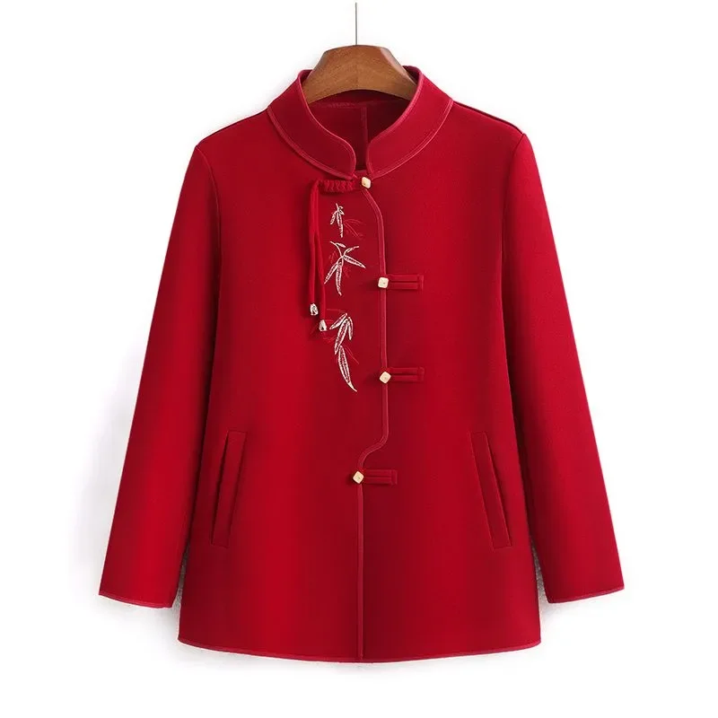 

Весенне-осенний кардиган в новом китайском стиле для среднего и пожилого возраста, модная вышитая куртка