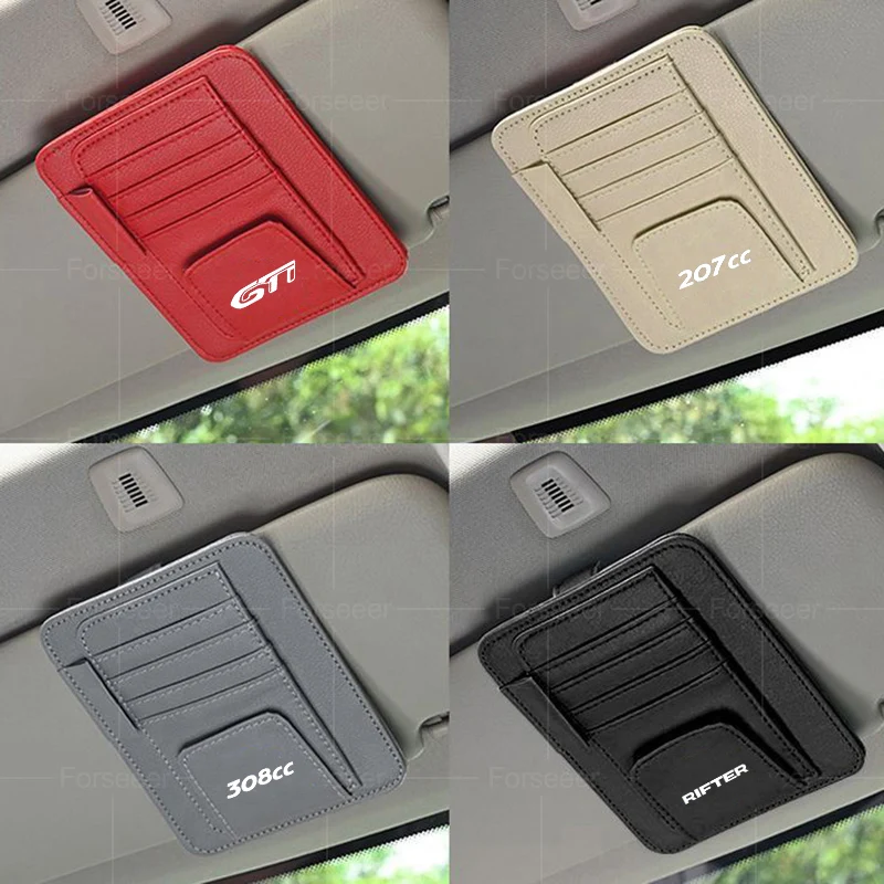 Car Card Sun Glasses Credit Pen Holder Visor Clip Bag For Peugeot RIFTER 206CC 207CC 208CC 306CC 307CC 308CC GTI car accessories