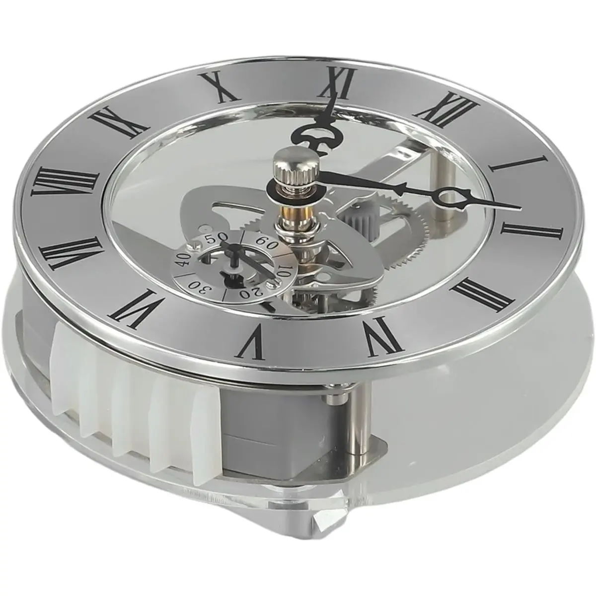 【AT48】 NEW 86mm Skeleton Clock Insert with Moving Gear Roman Numerals for DIY Quartz Clock Repair,for 86mm Clock Movement