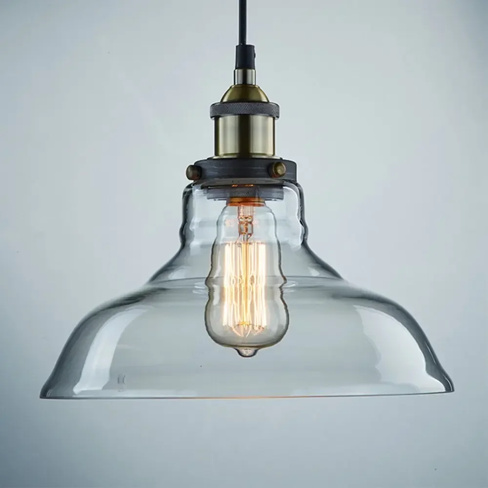 E27 Pendant Lights Classical American Countryside Glass Blow Lampshade Edison Pendant Lights Vintage Light Bulb  For Living Room