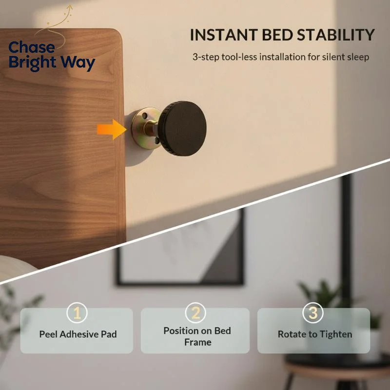 2Pcs Self-Adhesive Bed Frame Anti-Shake Tools Adjustable Thread Design Headboard Fixer Prevent Squeak for Home Dorm Use