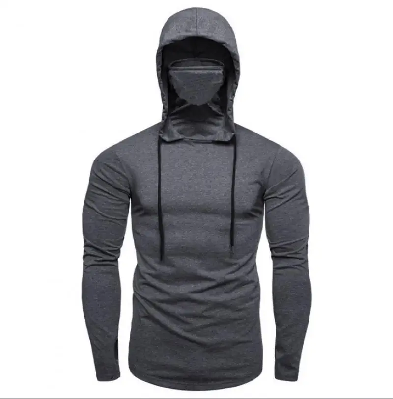 Męskie bluzy z kapturem w jednolitym kolorze na jesień 2026, do fitnessu i na co dzień, cienka bluza męska z kapturem, bluza z długim rękawem, rozmiary M-5XL