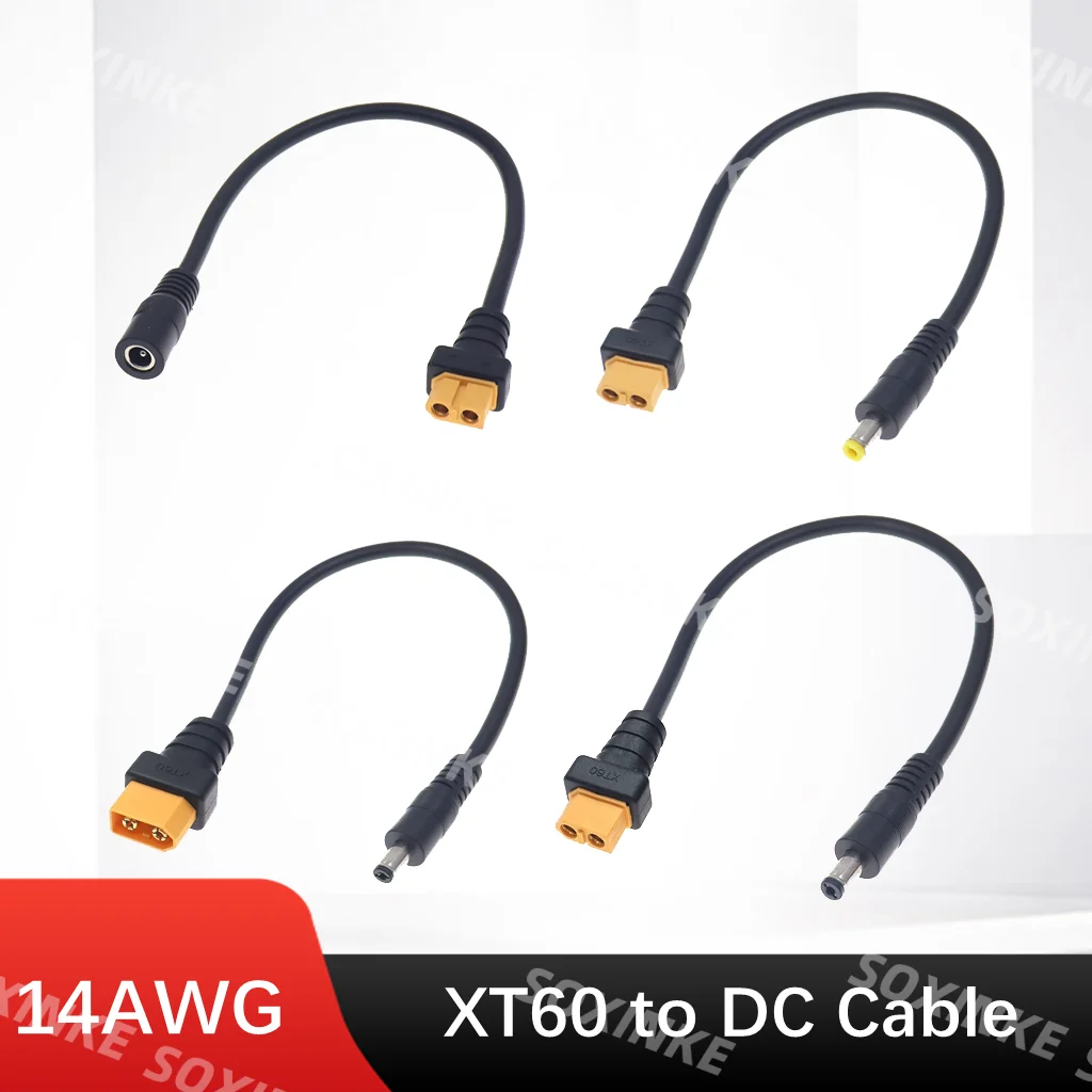 XT60 Male / Female Connector To DC 5.5*2.5 5.5x2.1mm Power Cable Adaptor 5521 5525 For Glasses Battery Charging Adapter Cables
