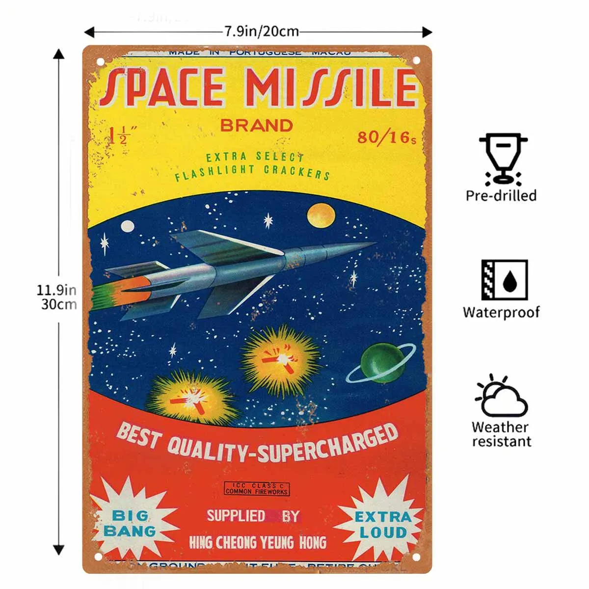 2D FLAT 1pc Space Missile Brand Extra Select Flashlight Crackers Vintage Poster for Home Bar Garage Bedroom Porch And Garden