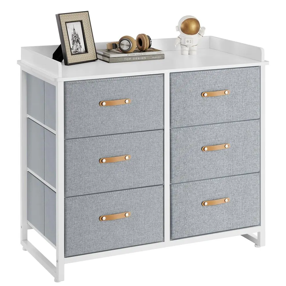 

Kids Dresser with 6 Drawers, Boys Girls Dresser, with WaterResistant Tabletop, Storage Organizer Cabinet, for Bedroom Hallway,