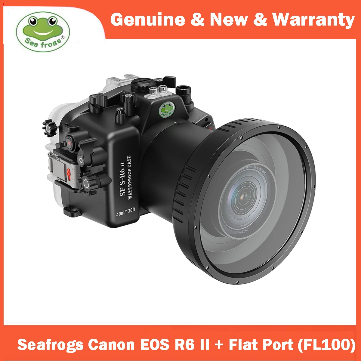 

Seafrogs 40M/130FT Underwater Camera Housing Waterproof Case For Canon EOS R6 II With Flat Port (FL100)