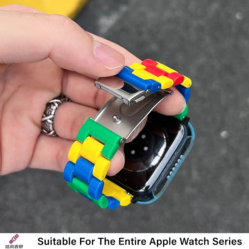 Regenboog blokkerende band voor Apple Watch Series Ultra 10 9 8 se 7 6 5 4 Armband correa iWatch Band 44 mm 40 42 46 38 49 41 45 mm