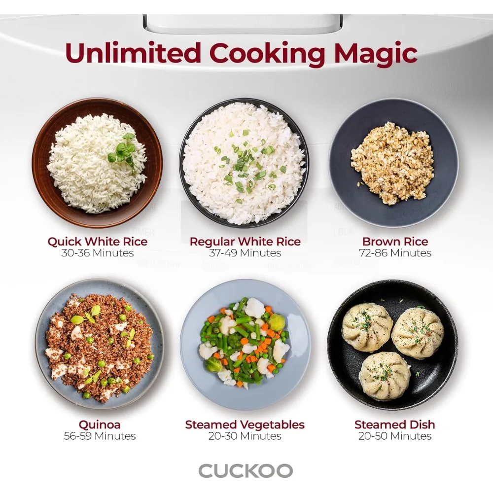 Rice Cooker and heater, non-stick inner pan, 11 menu modes, fuzzy logic technology, Self-cleaning (white)