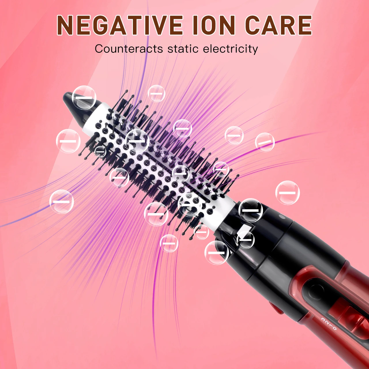 Solimpia 3-Head Hot Air Brush Hair Dryer Strong Wind Electric Straightener Curler Roller Comb Blower Styling Tool for Woman 800W