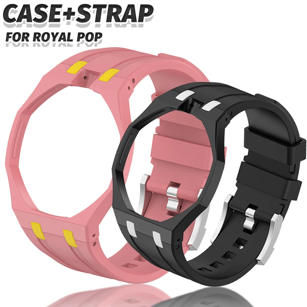 2-in-1-PC-Gehäuse + Silikonarmband für Swatch X AP Royal Pop Taschenuhr-Uhrwechsler zum Umwandeln in eine Armbanduhr, integriertes Modifikationszubehör