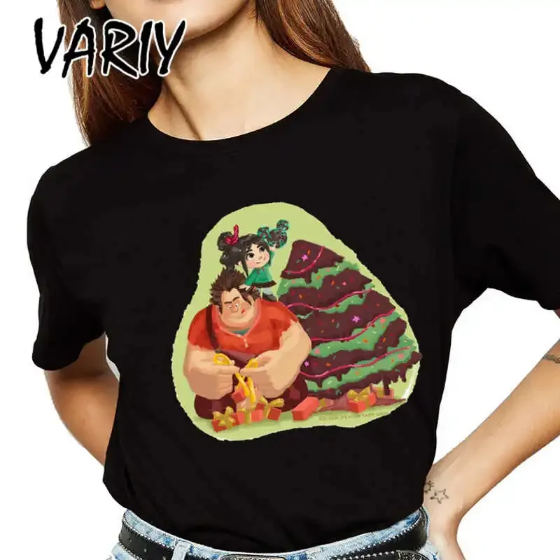 Dropshipping Wreck-It Ralph Women Christmas T Shirts Cartoon Vanellope Cute T-Shirts for Girls Y2k Fashion Womens Clothing