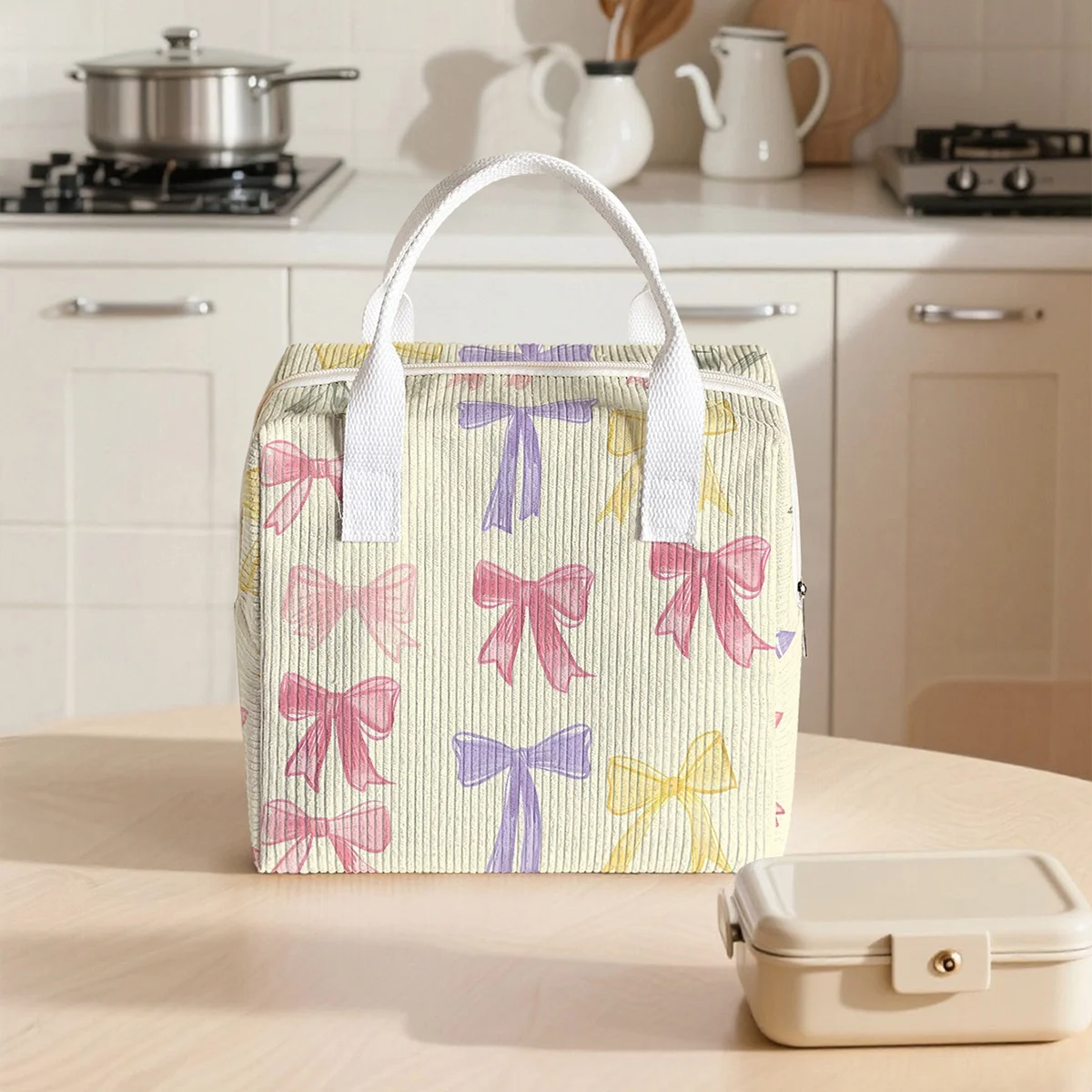 

Вельветовая термосумка большой вместимости с внутренним слоем из алюминиевой фольги, многоразовая портативная сумка-холодильник для ланча и бенто для студентов