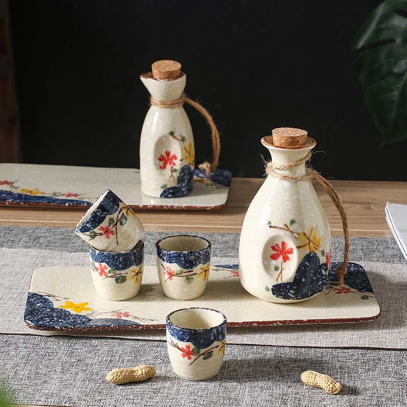 

Simple Wine Pot Ceramic Japanese Wine Set Rice Wine Japanese Shochu Pot Wine Cup Sake Set Bar Wine Set Restaurant Tableware