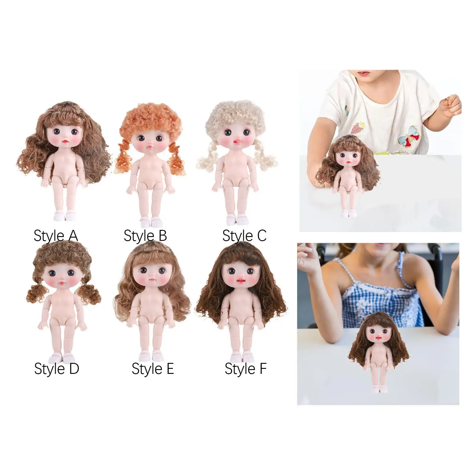 21 cm BJD Mädchen Puppe DIY Spielzeug Glattes Haar Pretend Spielset 3D Augen Schön