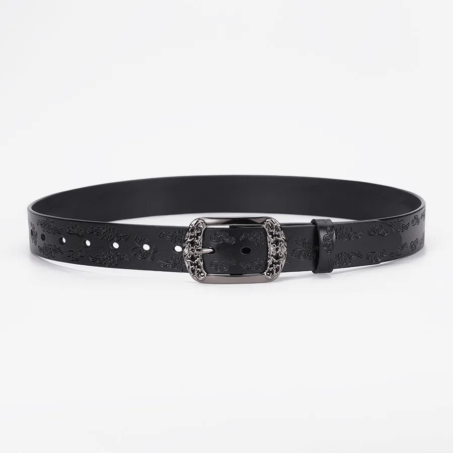 حزام نسائي من الجلد الأصلي Fashionretroeasiest لحزام جلد البقر بإبزيم دبوسي مع حزام جينز كاجوال