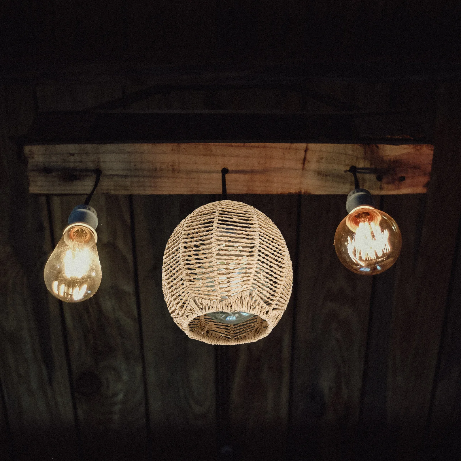 

2Pcs Bamboo Style Pendant Lampshade Durable Woven Ceiling Lamp Cover for Cafe Bar Bedroom Dining Room Lighting