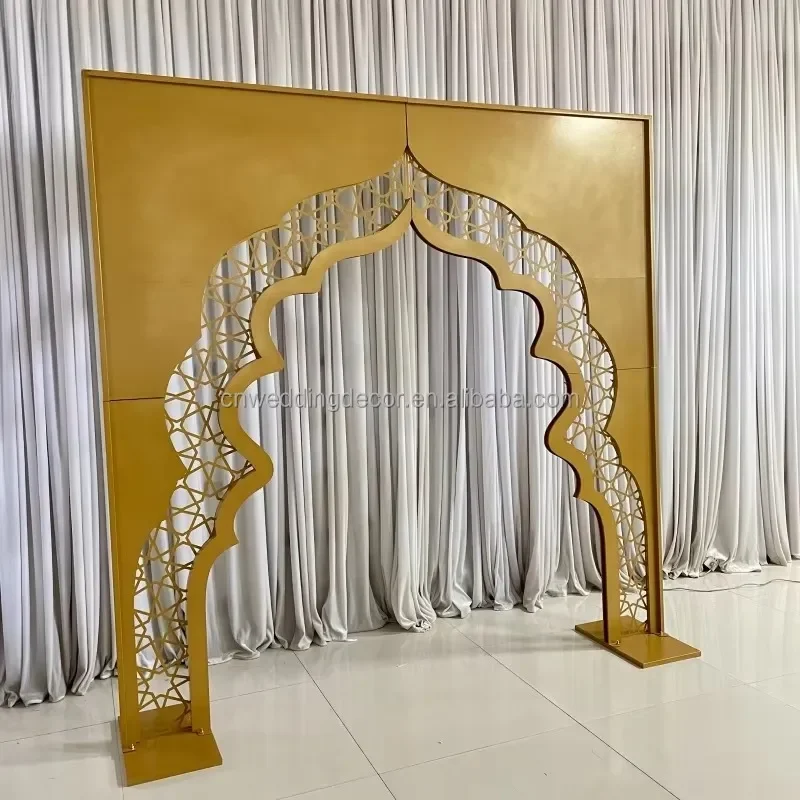 SMOOTH Wedding Arch Gold Metal LED Light Garden Arch Iron Garden Castle Outdoor Arch for Party Events Archway