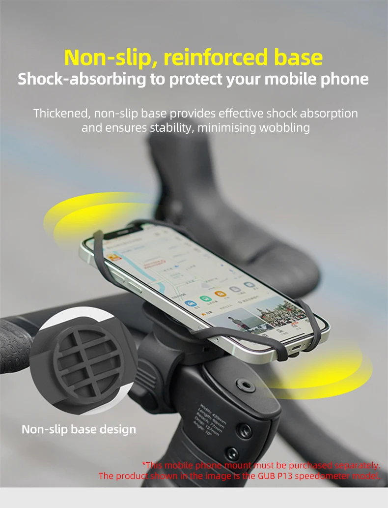 GUB P13 Handy-Fahrradhalterung, sichere Silikon-Halterung für Computer und Smartphone, kompatibel mit Garmin, Bryton, Wahoo – Detail 27