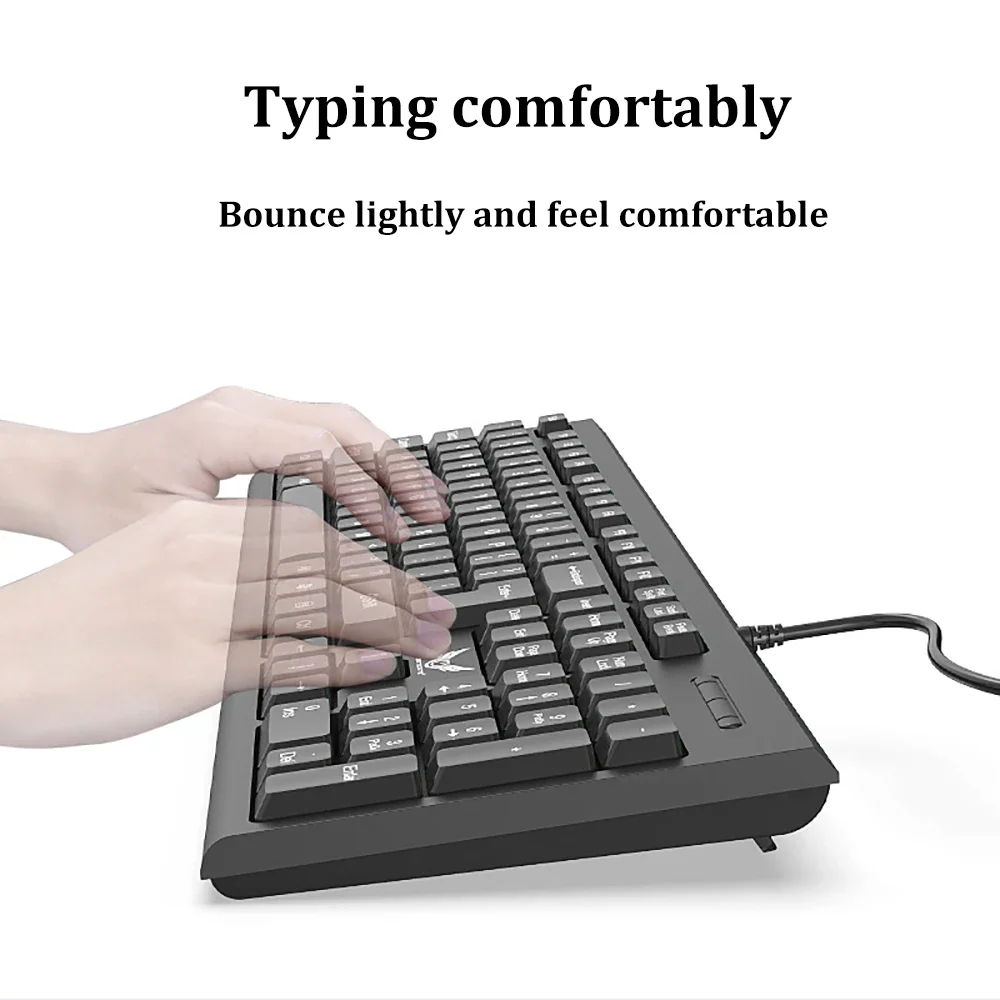 104 Keys USB Wired Keyboard Ergonomic Design Gaming Computer Keyboard waterproof Portable for Office Laptops Desktops