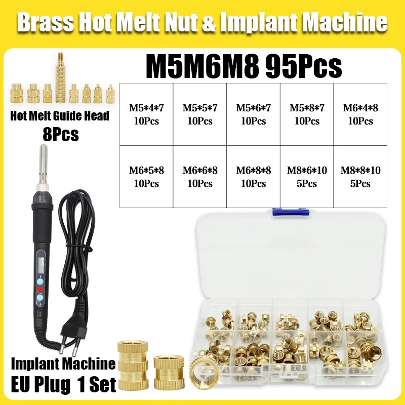 Messing-Wärmeeinsatzmutter 60W Lötkolben-Set mit Einstellbarer Temperatur LCD-Lötwerkzeug Kupfermuttereinsätze für 3D-Drucker-Zubehör – Detail 18