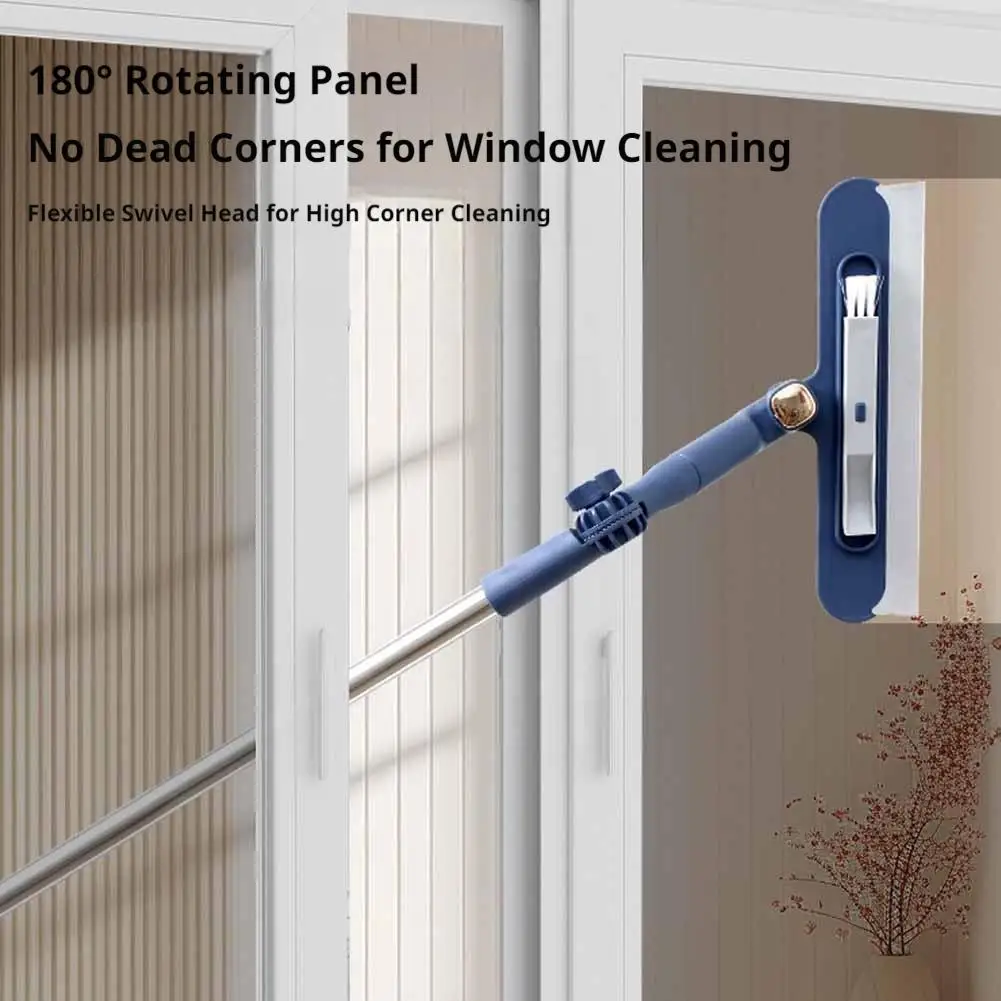 1/2Pcs Glass Cleaning Brush With Squeegee And Small Brush Telescopic Double-Sided Glass Wall And Floor Cleaning Tool