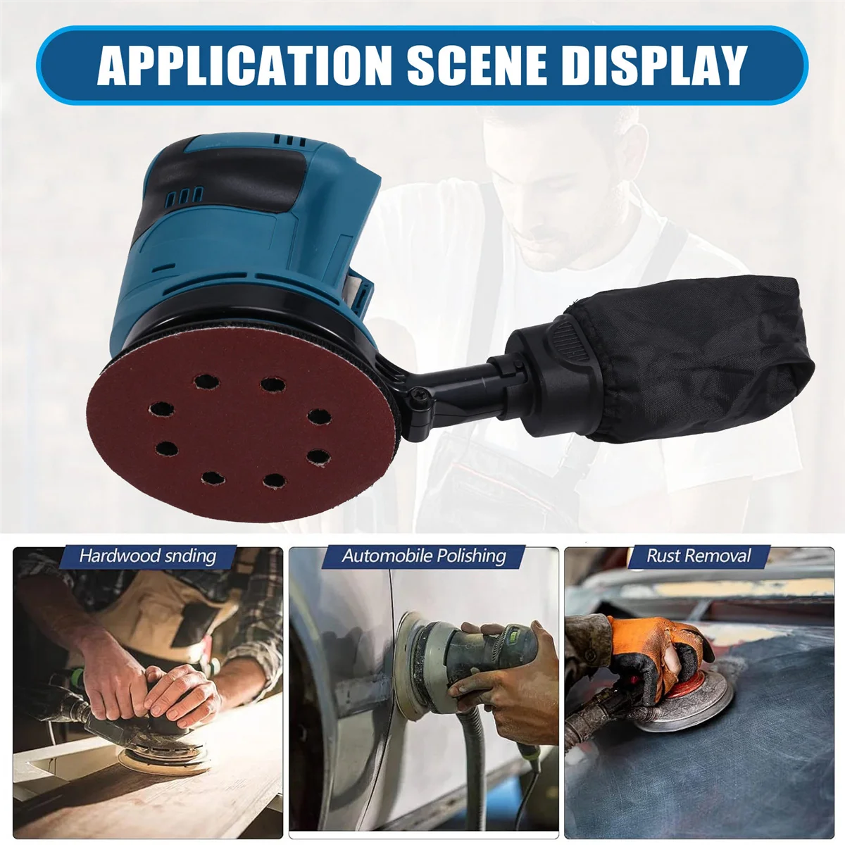2025 New For 18V Battery Cordless Polishing Machine 125mm Wood Grinder Metal Car Waxing Polishing Machine Wood Grinder