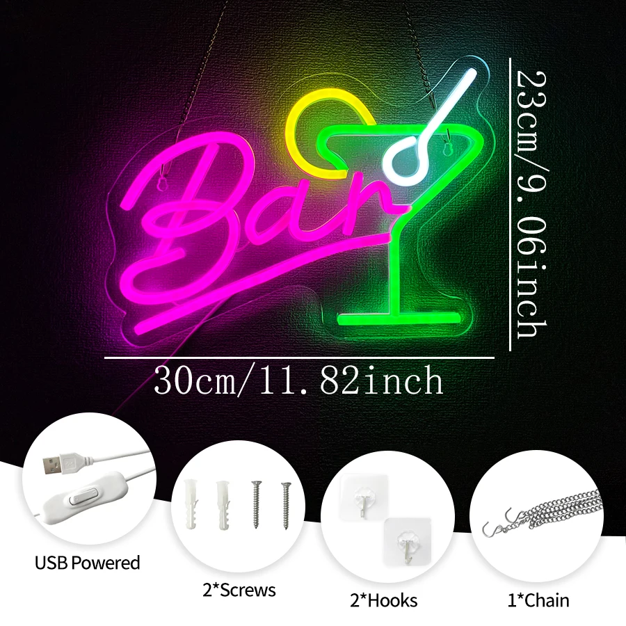 لافتة نيون بار لديكور الحائط، ضوء نيون LED لديكور بار البيرة، حانة منزلية، كهف رجل، حفلة الفندق، المتاجر، المطعم، يعمل بمنفذ USB #2