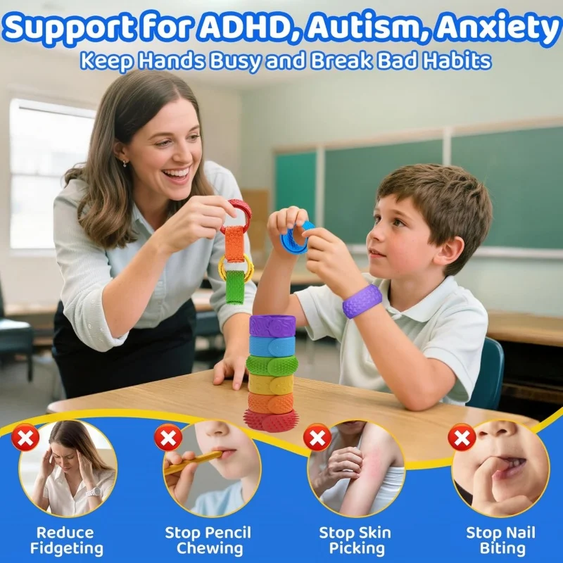 أطفال ألعاب متململة الحسية صفعة أساور محكم سيليكون التوحد لعب الكبار مكتب عمل السفر الفصول الدراسية يجب أن تمتلك 6 حزمة