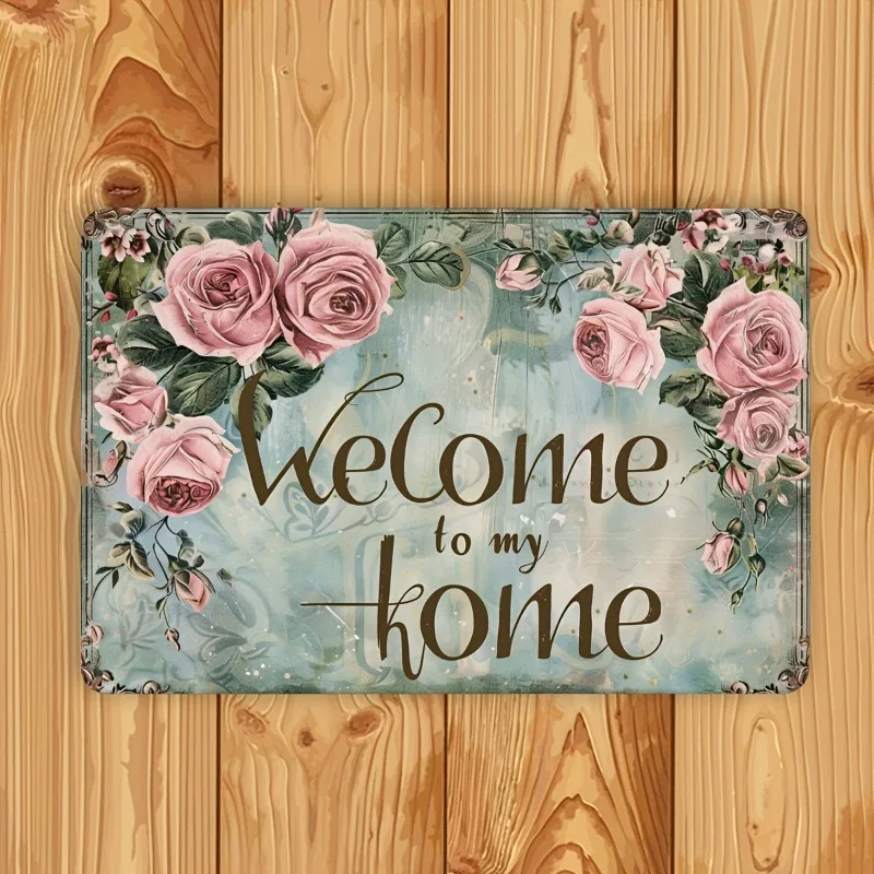 „Welcome to My Home“ Vintage-Metallschild – hängende Wandkunst für die Außendekoration, perfekt für Zuhause, Restaurant, Bar, Café, Garage