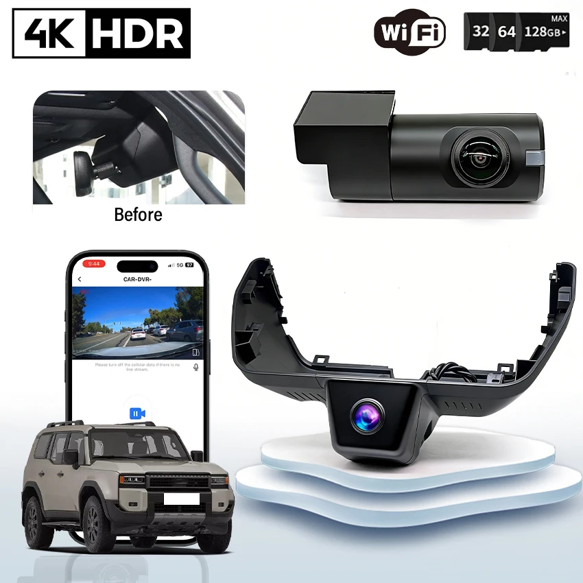 Plug and Play 4K Car Dvr Dash Cam Wifi Front Rear Camera Video Recorder For Toyota Land Cruiser Prado J250 LC250 J250 2024 2025