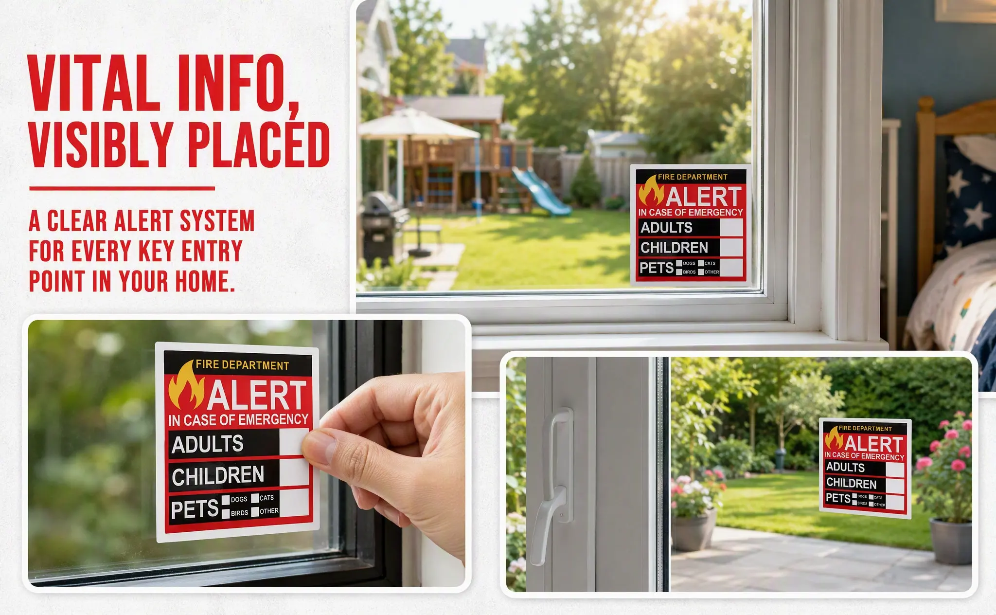 20 Sheets Emergency Alert People Pets Rescue Stickers Window Door Decal Fire Safety Preparedness Alert Tool for