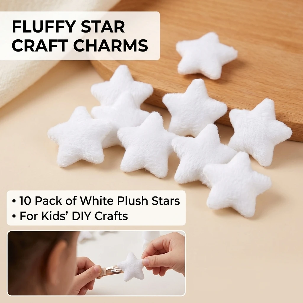 10Pcs Plush Star Soft Padded Star Appliques For Hair Clips Hairpin Headwear Decoration DIY Hair Accessory Making Supplies