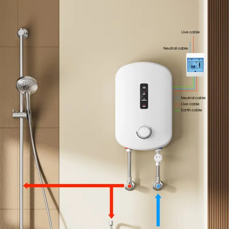 Household Mini 3500W 4500W 5500W Kitchen Bathroom Instant Electric Tankless Geyser Water Heater