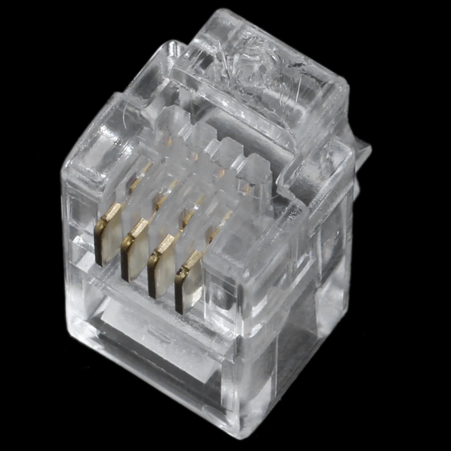 Plástico transparente 30 peças conector 4P4C adaptador de telefone RJ9