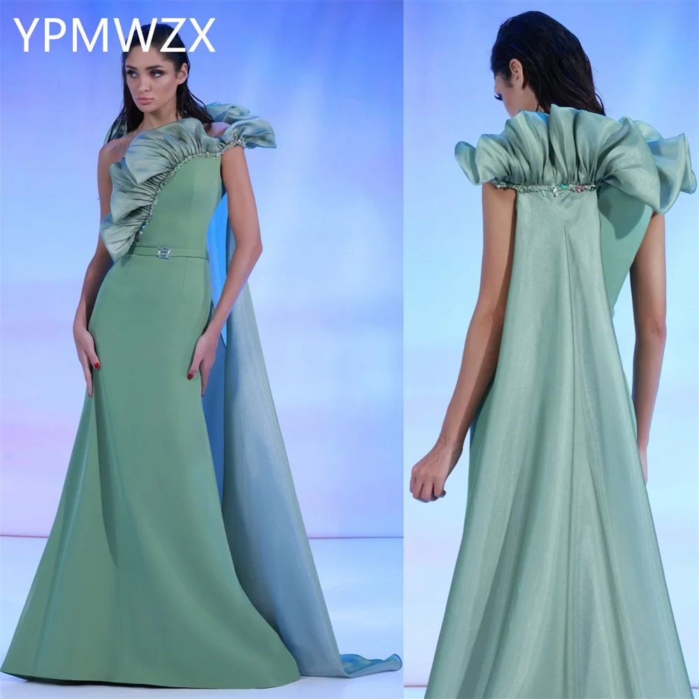 

Customized Prom Gown Evening Formal Dress Women YPMWZX One Shoulder A-line Floor Length Skirts Stole Bespoke Occasion Dresses Pa