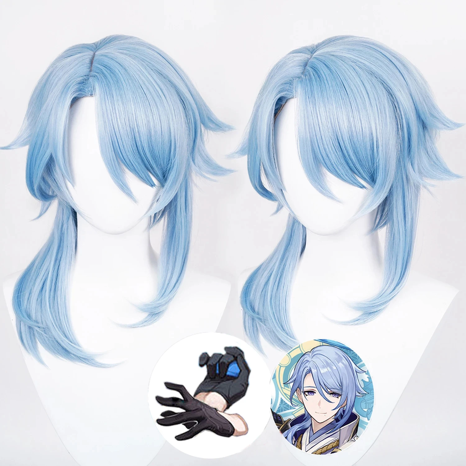 

Simulation Scalp Genshin Impact Kamisato Ayato Cosplay Wig Anime Heat Resistant Synthetic Hair Ayaka Brother Ayato Wigs + WigCap