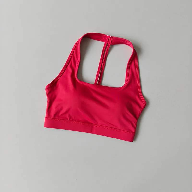 Schöner Rücken, T-förmiger Neckholder, stoßfester Push-up-Sport-BH, Damen-Trainings-Yoga-Bekleidung, Ein-Cup-Weste für hochintensives Laufen – Detail 3