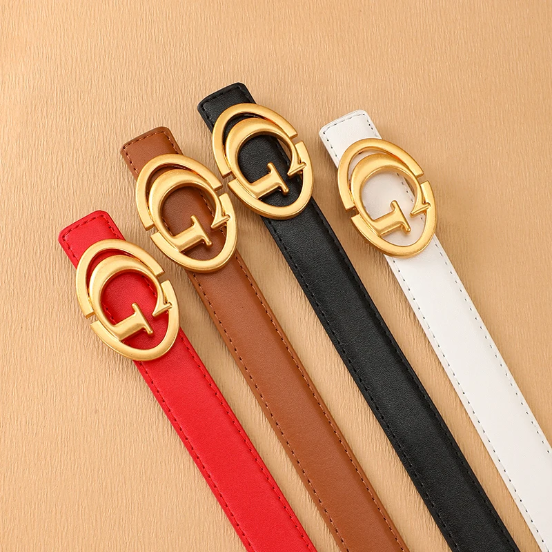 New Classic Thin 2.5cm Belt Luxury Designer High Quality Buckle Genuine Leather Women's Belt Fashion Fine Lady Jeans Belts