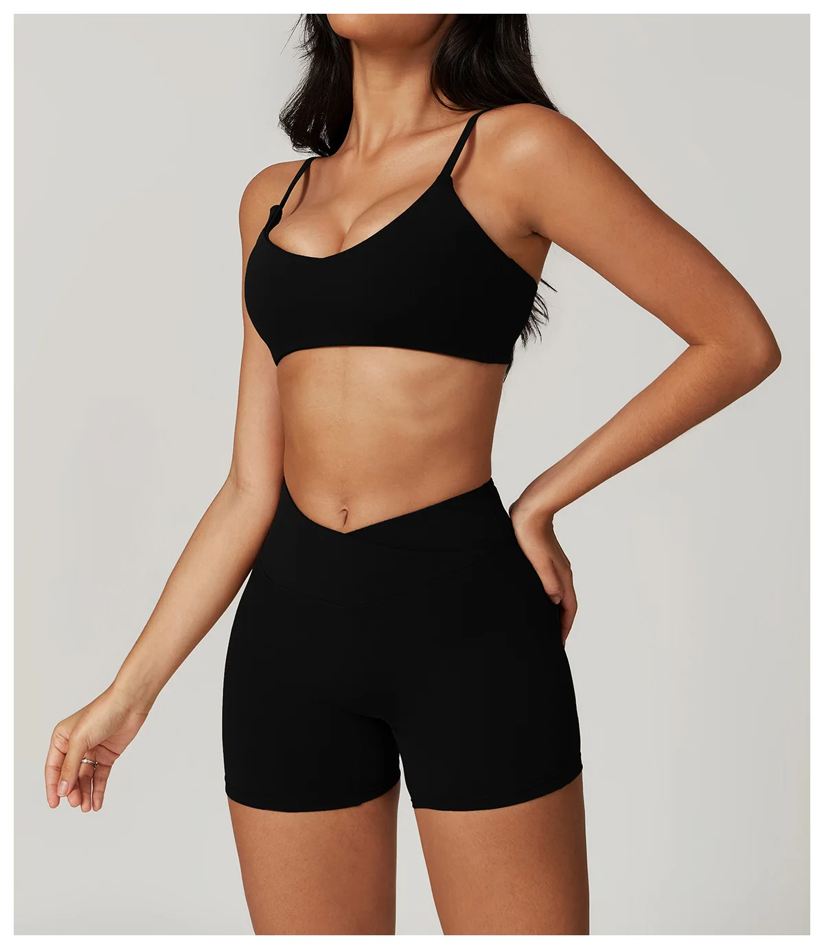 Sommer Neu Damen V-Ausschnitt Sport-BH Push-Up Bandeau-BH Fitness Rückenfreies Crop-Top Damen Workout Yoga Unterwäsche – Detail 15